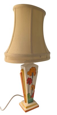 Lot 35 - CLARICE CLIFF STYLE ART DECO HAND PAINTED CERAMIC TABLE LAMP