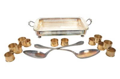 Lot 329 - CHRISTOFLE SERVING SPOONS W/ FLEURON SERVING TRAY
