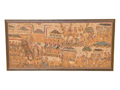 Lot 681 - LARGE EARLY 20TH CENTURY WAYANG STYLE BALINESE PAINTING