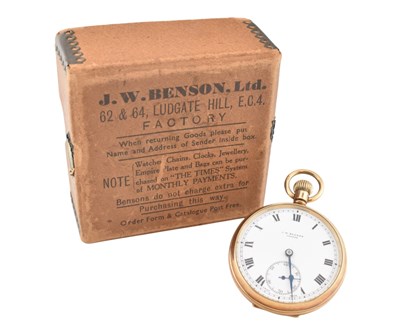 Lot 19 - 1930S HALLMARKED 9CT GOLD J W BENSON POCKET WATCH