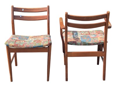 Lot 557 - JENTIQUE FURNITURE - MID CENTURY TEAK TABLE WITH 6 DINING CHAIRS