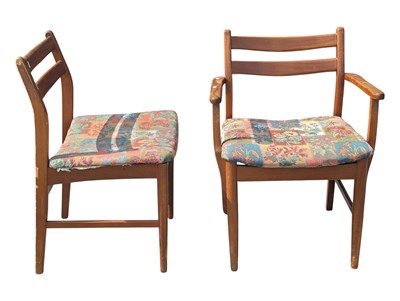 Lot 557 - JENTIQUE FURNITURE - MID CENTURY TEAK TABLE WITH 6 DINING CHAIRS