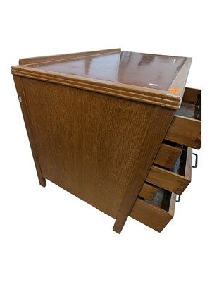 Lot 556 - AIR MINISTRY MID CENTURY OAK PEDESTAL DESK, CHAIR & BEDSIDE CABINET