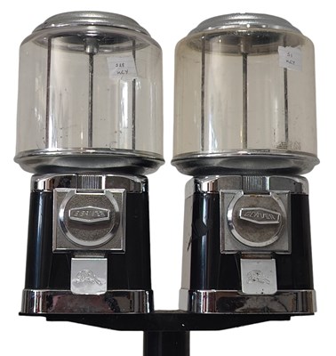 Lot 64 - BEAVER - TWO VINTAGE 20P SWEET VENDING MACHINES ON STAND