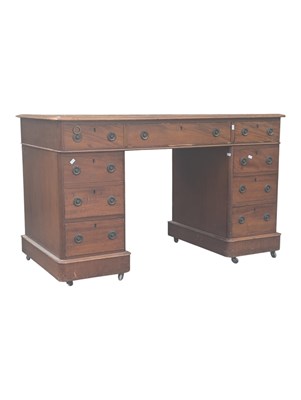 Lot 758a - 19TH CENTURY VICTORIAN MAHOGANY TWIN PEDESTAL DESK
