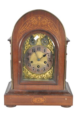 Lot 780a - LATE 19TH CENTURY GERMAN INLAID WALNUT JUNGHANS MANTEL CLOCK