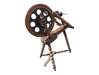 Lot 723a - 19TH CENTURY VICTORIAN BEECH WOOD SPINNING WHEEL