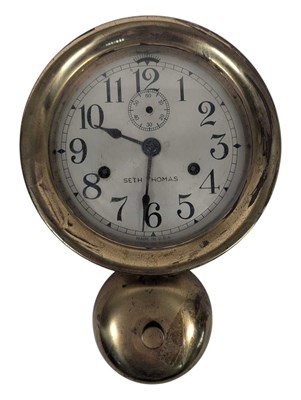 Lot 384 - MID CENTURY BRASS SETH THOMAS SHIPS STYLE CLOCK