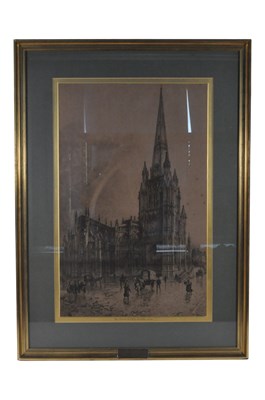 Lot 782a - LATE 19TH CENTURY LITHOGRAPHIC PRINT OF THE CHURCH OF ST. MARY REDCLIFFE