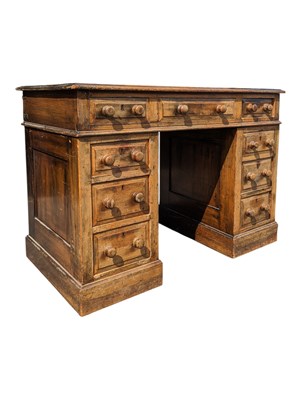 Lot 764a - 19TH CENTURY VICTORIAN OAK PEDESTAL WRITING DESK