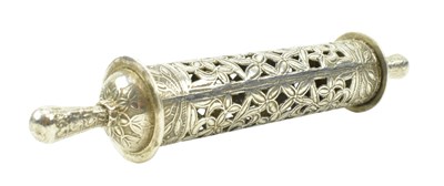 Lot 77 - ANGLO COLONIAL SILVER CYLINDRICAL SCROLL HOLDER