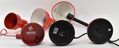 Lot 446 - THREE VINTAGE MID CENTURY RED GOOSENECK LAMPS
