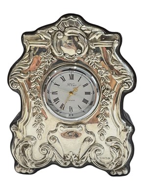 Lot 70 - HALLMARKED SILVER CARRS OF SHEFFIELD MANTEL CLOCK
