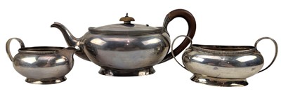 Lot 125 - GEORGE V HALLMARKED SILVER THREE PIECE TEA SERVICE