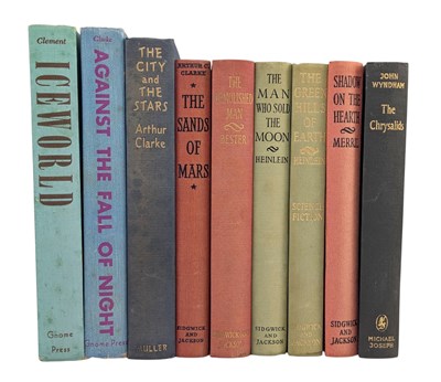 Lot 94 - SCIENCE FICTION. COLLECTION OF WORKS LACKING DUST WRAPPERS INCL. ARTHUR C. CLARKE & JOHN WYNDHAM