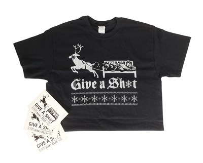 Lot 120 - BANKSY - "GIVE A SH*T" T-SHIRT PLUS RAFFLE TICKETS