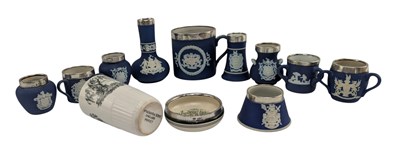 Lot 4 - COLLECTION OF SILVER RIMMED ADAMS TRINKETS & VASES