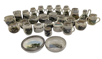 Lot 87 - SOUTH COAST - COLLECTION OF 27 PIECES OF SILVER RIMMED CERAMIC CRESTED SOUVENIR WARE