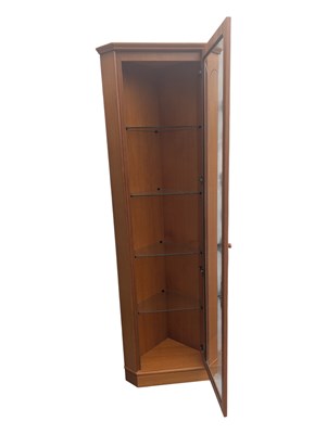 Lot 562 - G-PLAN FURNITURE- MODERN TEAK GLAZED CORNER DISPLAY CABINET