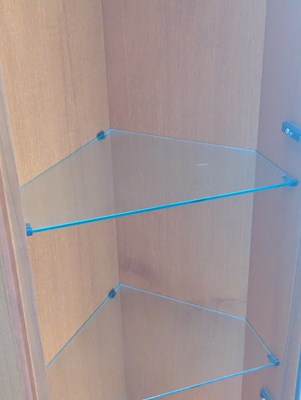 Lot 562 - G-PLAN FURNITURE- MODERN TEAK GLAZED CORNER DISPLAY CABINET