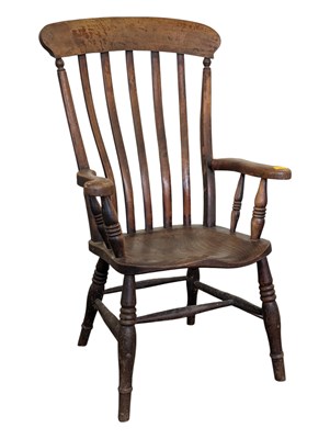 Lot 783a - VICTORIAN 19TH CENTURY BEECH & ELM WOOD WINDSOR ARMCHAIR