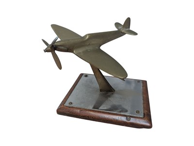 Lot 200 - 20TH CENTURY BRASS WWII SPITFIRE AIRPLANE PAPERWEIGHT