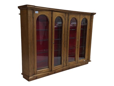 Lot 789a - 20TH CENTURY GOTHIC PINE WALL MOUNTED BOOKCASE / DISPLAY CABINET