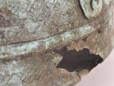 Lot 129 - 18TH CENTURY PERSIAN HAMMERED COPPER TWIN HANDLED VESSEL