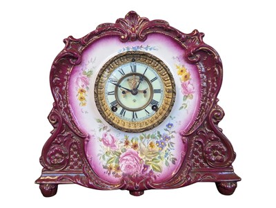 Lot 17 - ROYAL BONN - EARLY 20TH CENTURY GERMAN PORCELAIN MANTEL CLOCK