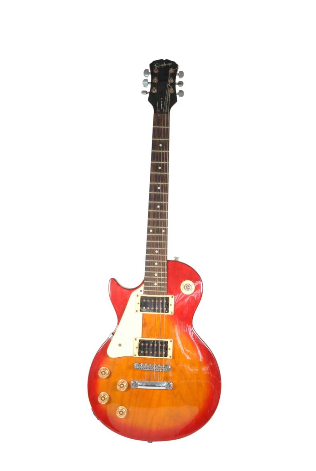 Lot 400 - EPIPHONE LEFT HANDED ELECTRIC GUITAR IN SUNBURST RED
