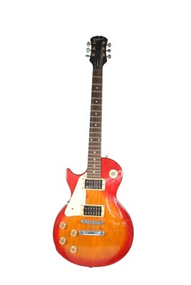 Lot 400 - EPIPHONE LEFT HANDED ELECTRIC GUITAR IN SUNBURST RED