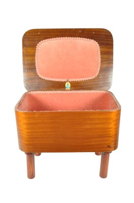 Lot 566 - MORCO FURNITURE - A MID 20TH CENTURY MORCO WALNUT SEWING BOX