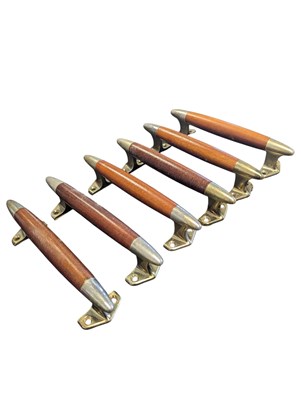 Lot 215 - CABIWARE - THREE PAIRS OF MID CENTURY TEAK HANDLES
