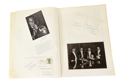Lot 163 - MUSICIANS - LARGE ALBUM OF MID-CENTURY MUSICIAN AUTOGRAPHS