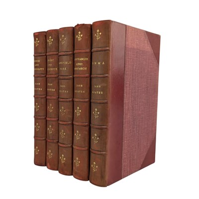 Lot 8 - BINDINGS:- AUSTEN, JANE. C1920 THE WORKS ROBERT RIVIERE EDITION IN FIVE VOLUMES