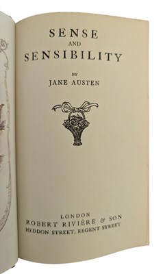Lot 8 - BINDINGS:- AUSTEN, JANE. C1920 THE WORKS ROBERT RIVIERE EDITION IN FIVE VOLUMES