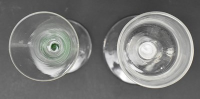 Lot 97 - TWO GEORGE II / III OPAQUE TWIST STEM WINE GLASSES