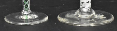 Lot 97 - TWO GEORGE II / III OPAQUE TWIST STEM WINE GLASSES