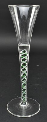Lot 97 - TWO GEORGE II / III OPAQUE TWIST STEM WINE GLASSES