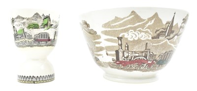 Lot 28 - VICTORIAN TRANSFER PRINTED CERAMIC RAILWAY RELATED ITEMS
