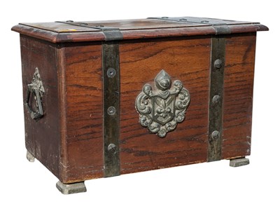 Lot 717a - LATE 19TH CENTURY REVIVAL METAL BOUND OAK CHEST COFFER