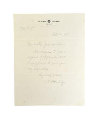 Lot 144 - SCIENCE - WILLIAM DAVID COOLIDGE - HANDWRITTEN LETTER