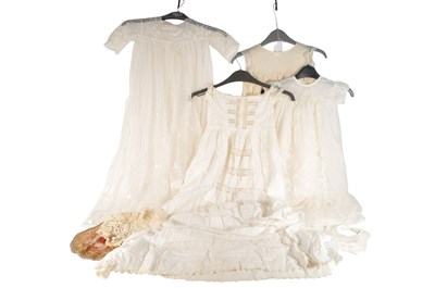 Lot 223 - FOUR 19TH AND 20TH CENTURY WHITE CHRISTENING GOWNS