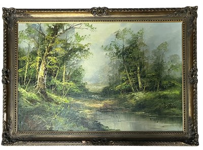 Lot 30 - F. HOLZER (LATE 19TH / EARLY 20TH CENTURY) - OIL ON CANVAS LANDSCAPE PAINTING