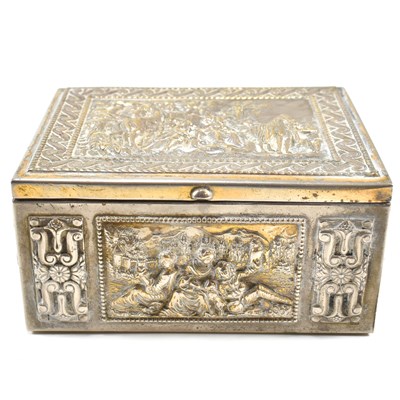 Lot 58 - 19TH CENTURY SILVER PART GILDED TABLE TOP CIGARETTE BOX