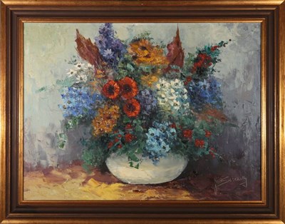 Lot 73 - F. SZEKELY (HUNGARY, 20TH CENTURY) - OIL ON CANVAS STILL LIFE PAINTING