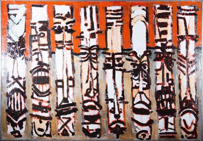 Lot 86 - RAFF (CONTEMPORARY) - 8 DAYS A WEEK, 2011 - ABSTRACT MIXED MEDIA PAINTING WITH MASKS