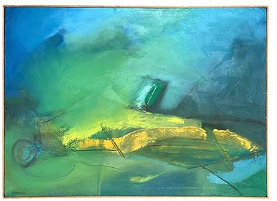 Lot 97 - COLIN P. THOMAS - 20TH CENTURY STORMY ABSTRACT ACRYLIC PAINTING