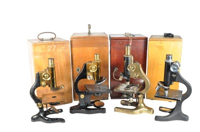 Lot 276 - COLLECTION OF FOUR 20TH CENTURY MICROSCOPES IN ORIGINAL CASES