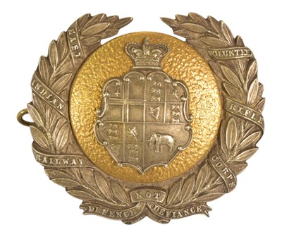 Lot 188 - 19TH CENTURY EAST INDIAN RAILWAY VOLUNTEER RIFLE CORPS HELMET BADGE